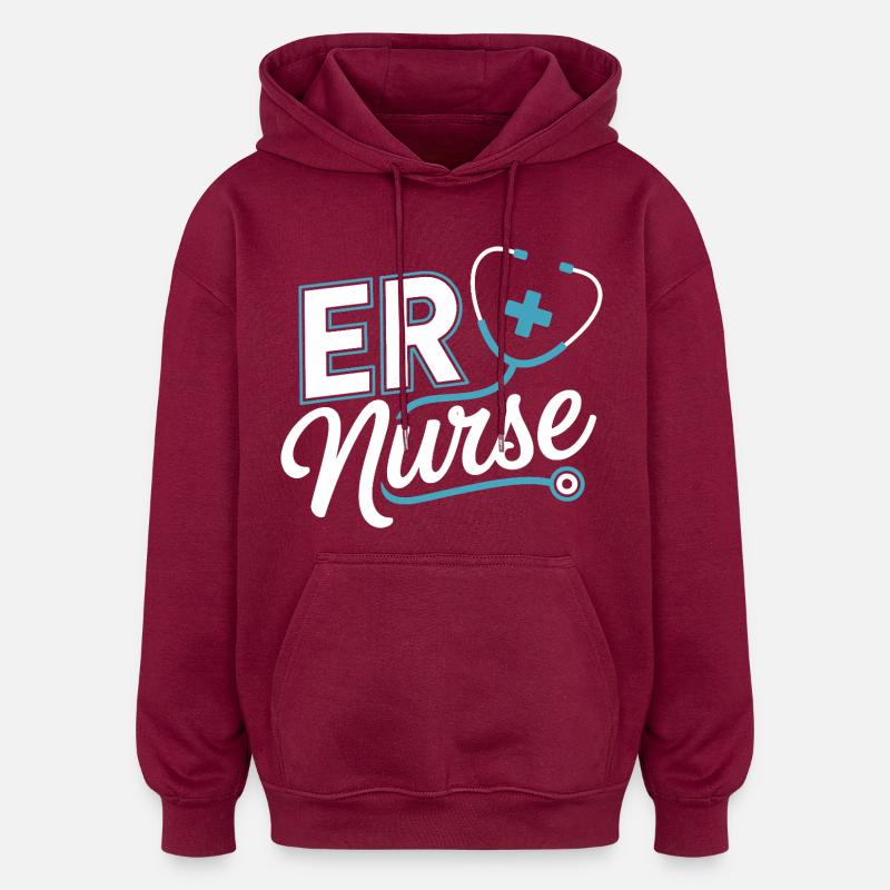 ER Pflegeheld Stethoskop - Oversized Unisex Hoodie - Burgunderrot