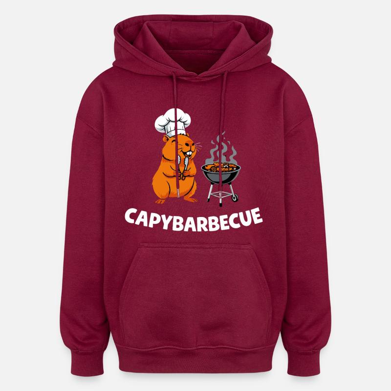 Capybarbecue Grill Master Capybara Chef - Oversized Unisex Hoodie - burgundy