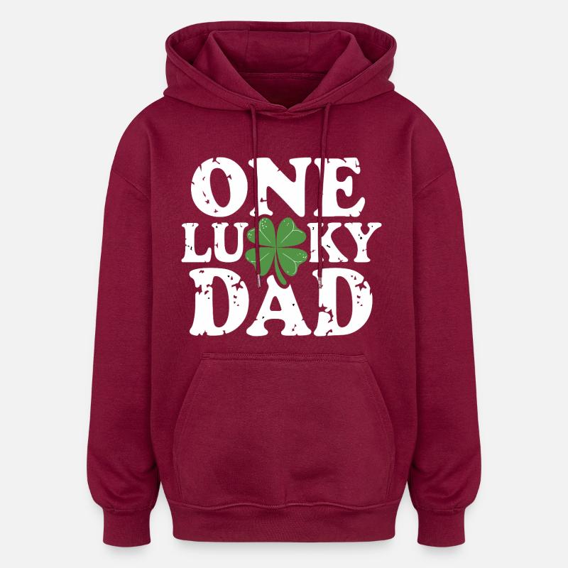 One Lucky Dad Kleeblatt - Oversized Unisex Hoodie - Burgunderrot