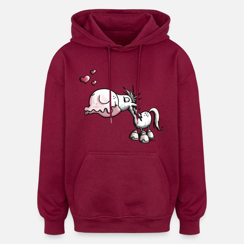 Cheval Baiser - Sweat à capuche oversize unisexe - bordeaux