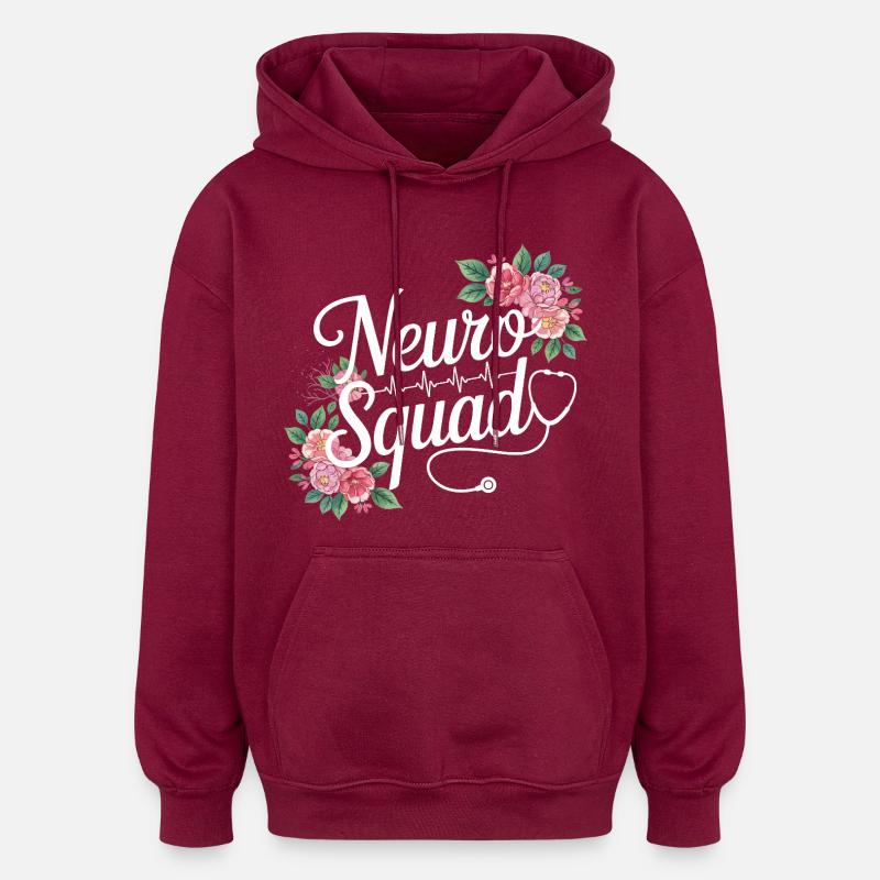 Neuro Squad Floral Medics - Oversized Unisex Hoodie - burgundy