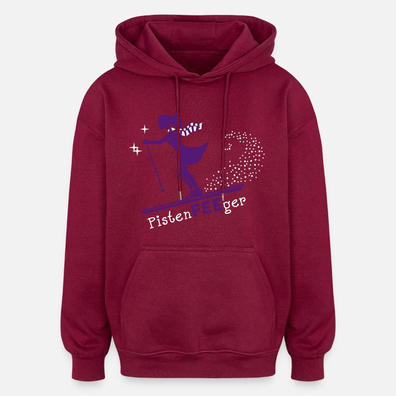 Pisten-FEE-ger - Oversized Unisex Hoodie - Burgunderrot