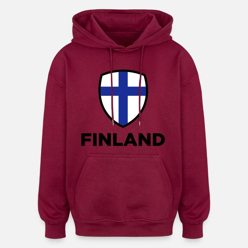 Drapeau national de la Finlande - Sweat à capuche oversize unisexe - bordeaux