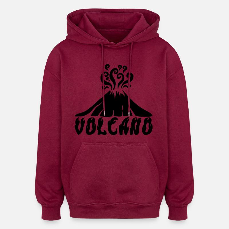 Schwarzer Vulkan - Oversized Unisex Hoodie - Burgunderrot