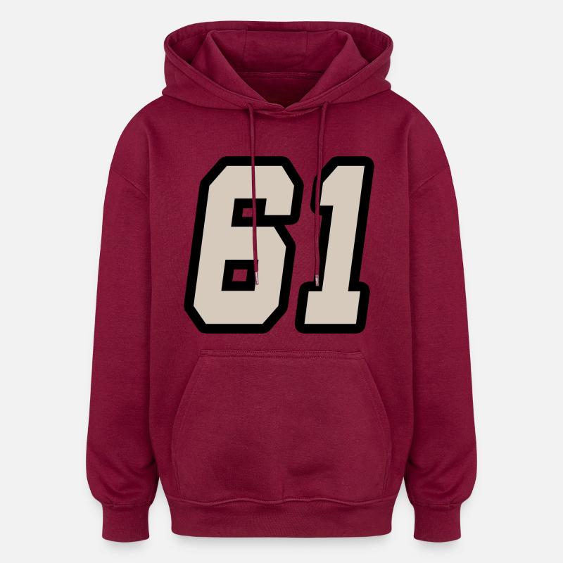 Nummer einundsechzig 61 - Oversized Unisex Hoodie - Burgunderrot