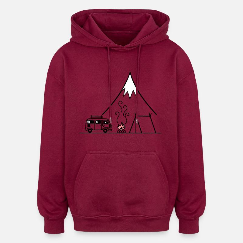 Campfire Camping Trip - Oversized Unisex Hoodie - burgundy