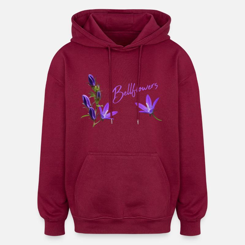 Fleurs violettes Bluebells - Sweat à capuche oversize unisexe - bordeaux