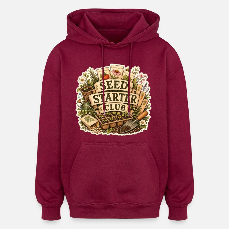 SEED STARTER CLUB Pflanzen - Oversized Unisex Hoodie - Burgunderrot