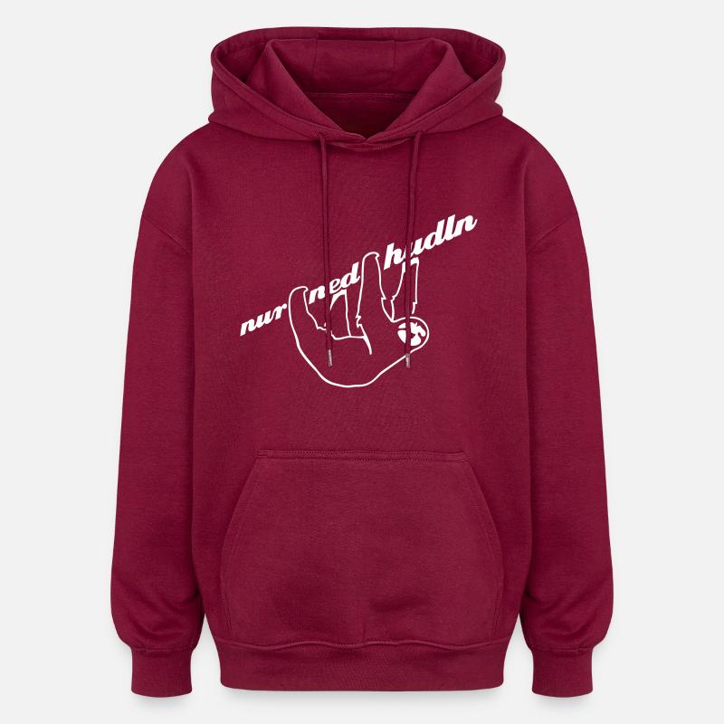 Faultier - weiß - Oversized Unisex Hoodie - Burgunderrot