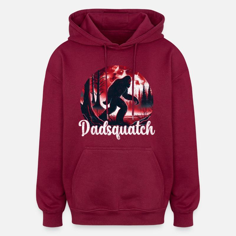 DadSquatch Forest Legend - Oversized Unisex Hoodie - burgundy