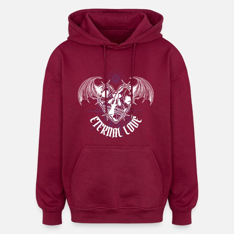 Ewige Liebe Gothic Schädel - Oversized Unisex Hoodie - Burgunderrot
