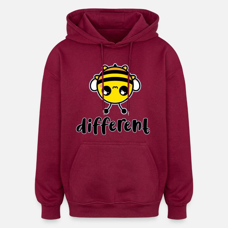 Bee Different Cute Character - Oversized Unisex Hoodie - burgundy