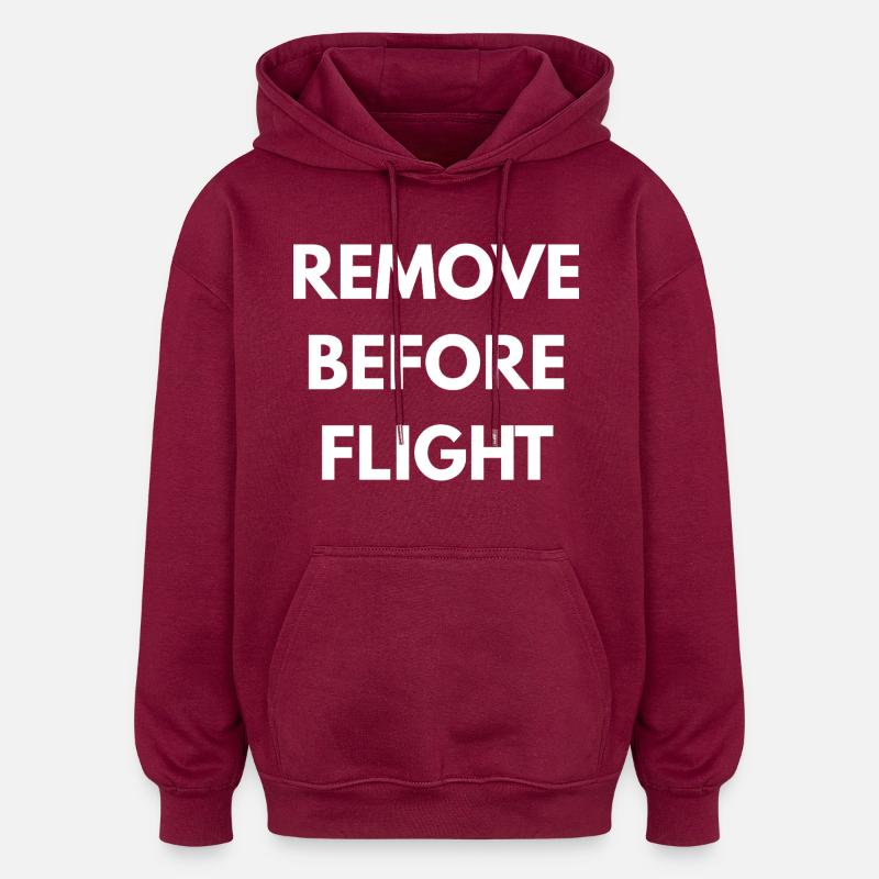 VOR DEM FLUG ENTFERNEN - Oversized Unisex Hoodie - Burgunderrot