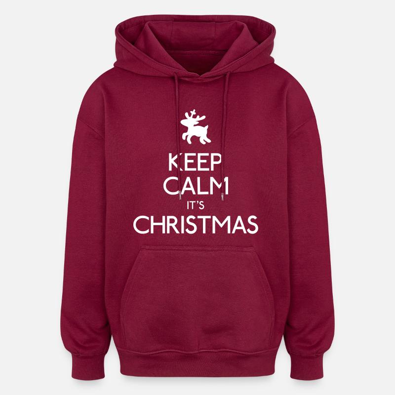 keep calm christmas - Sweat à capuche oversize unisexe - bordeaux