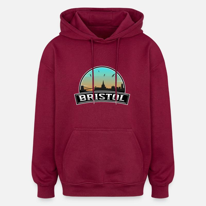 Bristol Angleterre Skyline Souvenir britannique - Sweat à capuche oversize unisexe - bordeaux