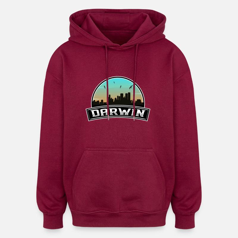 Darwin Australie Skyline Souvenir australien - Sweat à capuche oversize unisexe - bordeaux