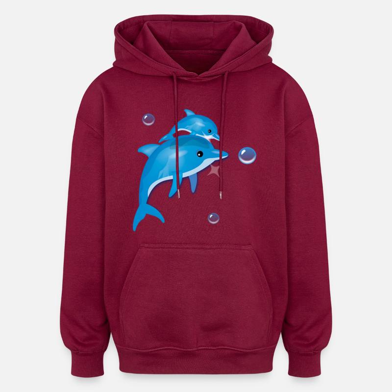 Dolphin - Sweat à capuche oversize unisexe - bordeaux