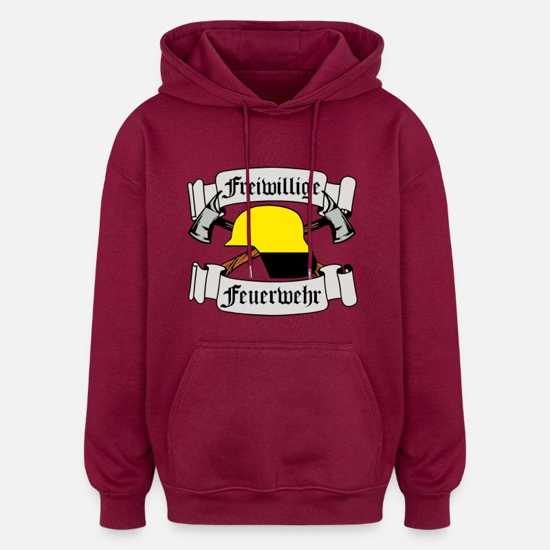 Freiwillige Feuerwehr Emblem - Oversized Unisex Hoodie - Burgunderrot