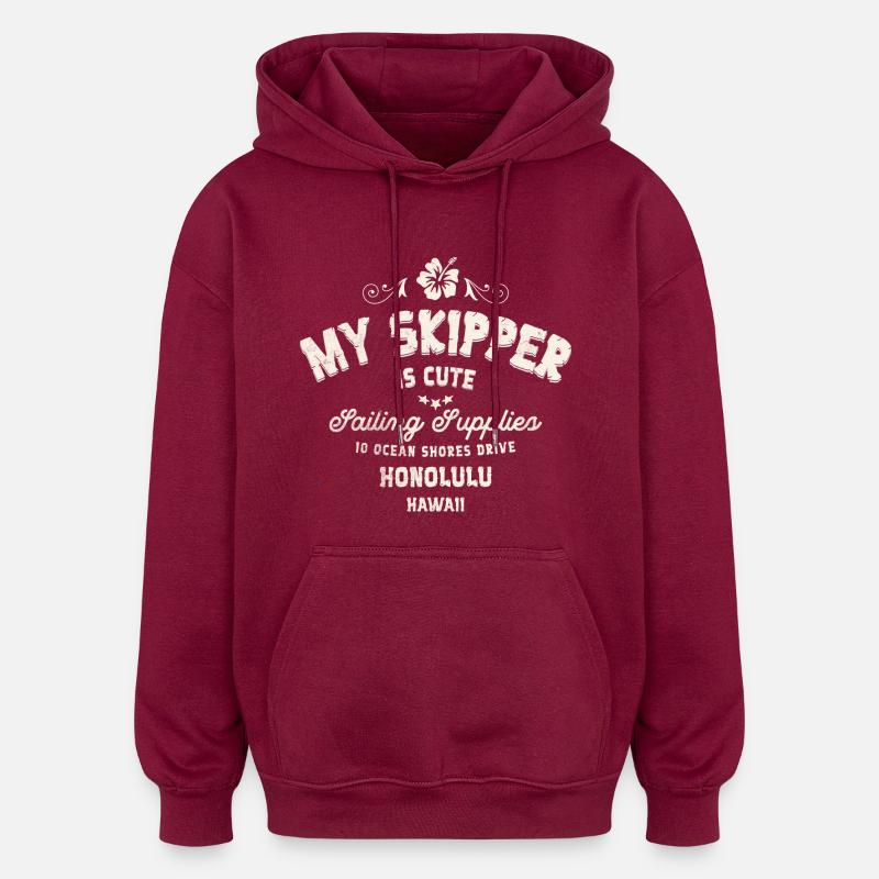 Design plage hawaïenne pour t-shirts - Sweat à capuche oversize unisexe - bordeaux