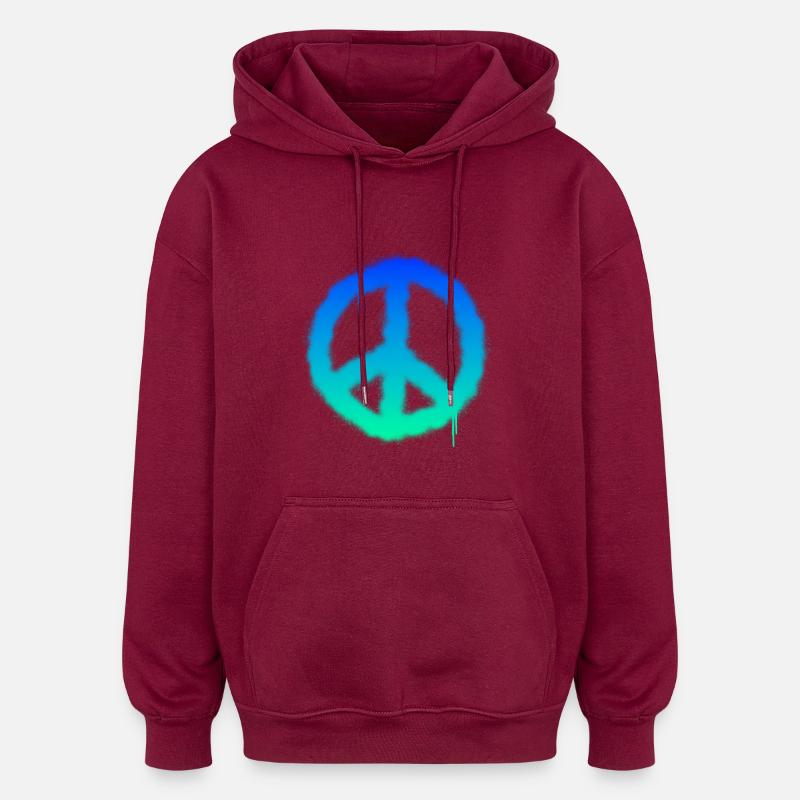 Das Graffiti Friedenszeichen - Oversized Unisex Hoodie - Burgunderrot