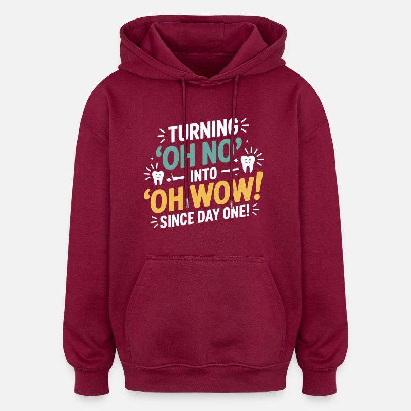 Dental Lab Microscope Work  - Oversized Unisex Hoodie - burgundy