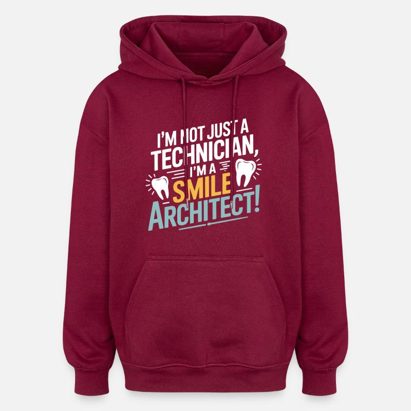 Dental Lab Technician Single Crown  - Oversized Unisex Hoodie - burgundy