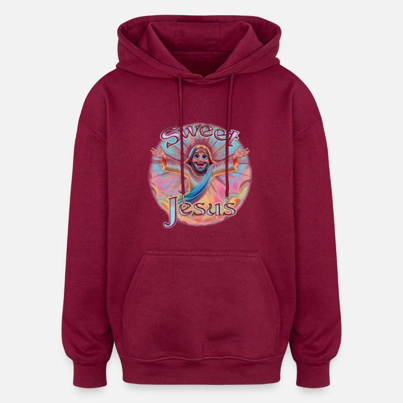 Doux Jésus - Sweat à capuche oversize unisexe - bordeaux