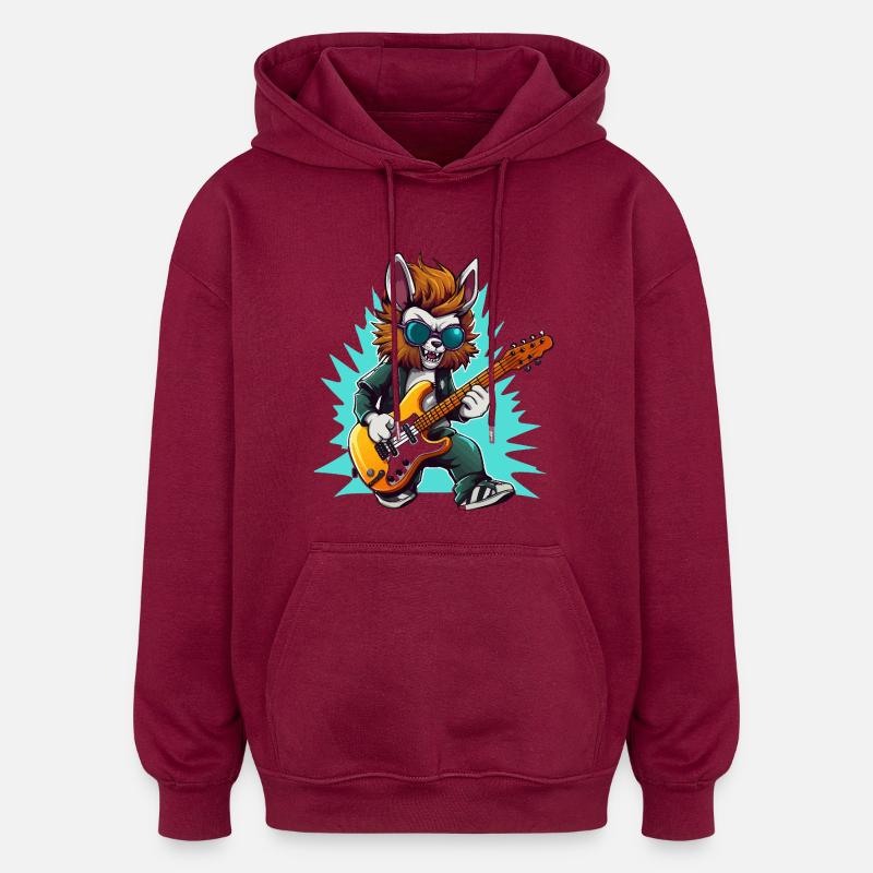 Gitarrowl Rockwolf avec des lunettes de soleil - Sweat à capuche oversize unisexe - bordeaux