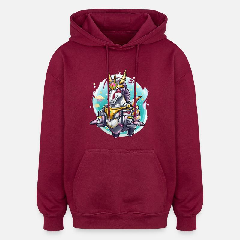 Guerrier Licorne Néon - Sweat à capuche oversize unisexe - bordeaux