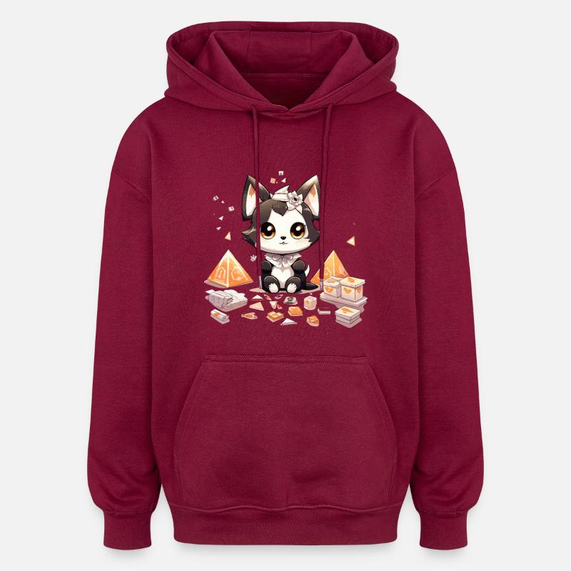 Chibi Chiot Diamant Trésor - Sweat à capuche oversize unisexe - bordeaux