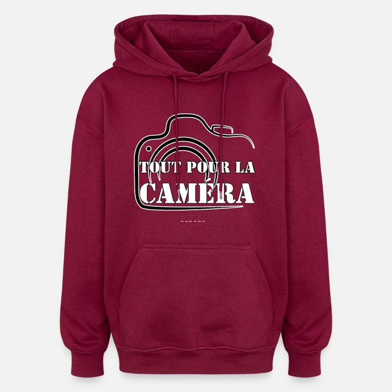 EVERYTHING FOR THE CAMERA. - Oversized Unisex Hoodie - burgundy