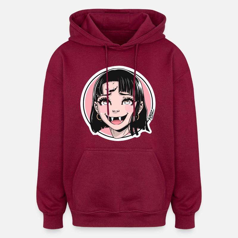 Vampirmädchen Pop Art Sticker - Oversized Unisex Hoodie - Burgunderrot