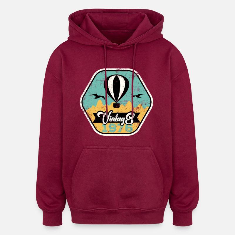 Millésime 1976 - Sweat à capuche oversize unisexe - bordeaux