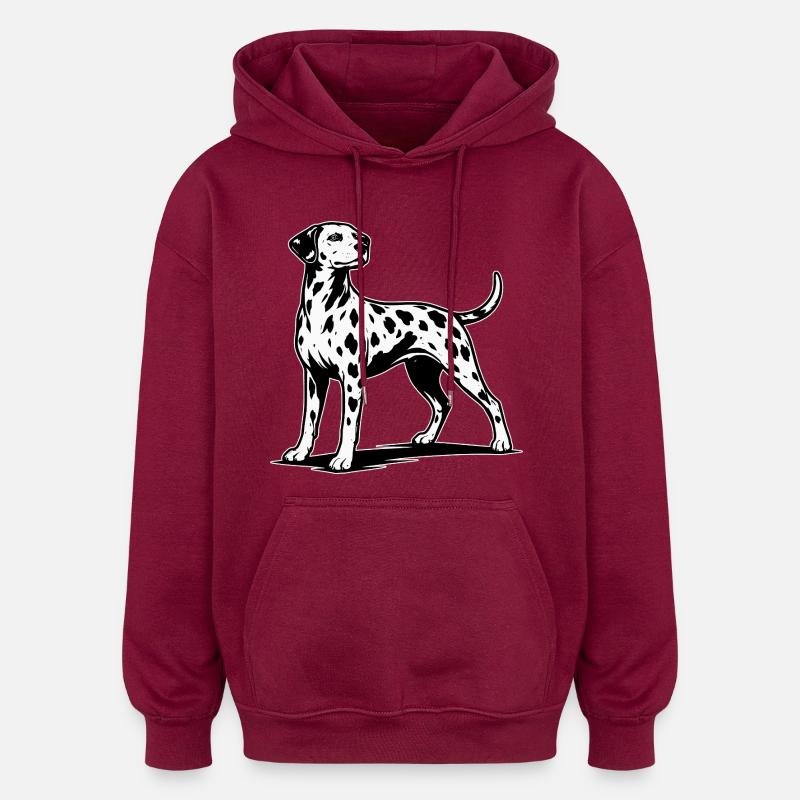 Silhouette dalmate noir et blanc - Sweat à capuche oversize unisexe - bordeaux