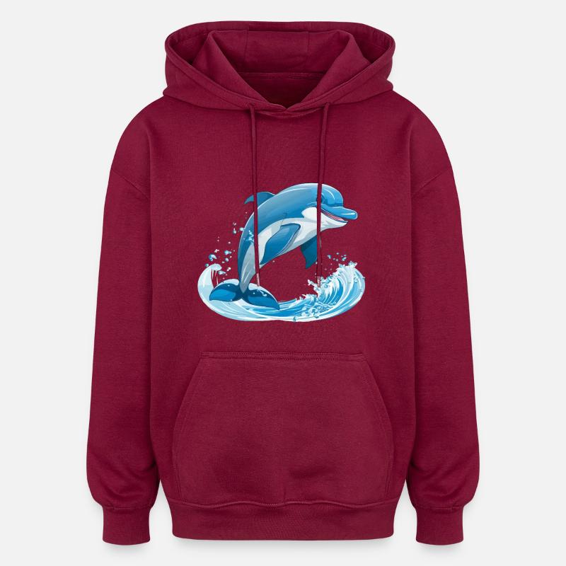 Illustration de l’hydroélectricité Dolphin - Sweat à capuche oversize unisexe - bordeaux