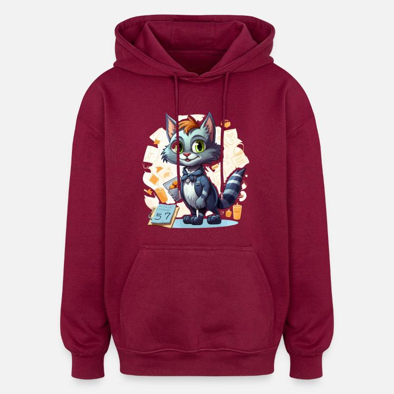 Chat de bureau en costume - Sweat à capuche oversize unisexe - bordeaux