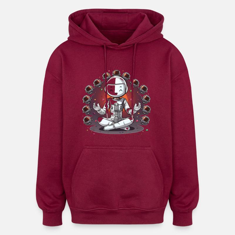 Méditation cosmique de l’astronaute - Sweat à capuche oversize unisexe - bordeaux