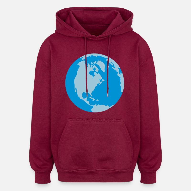 Globe - Sweat à capuche oversize unisexe - bordeaux