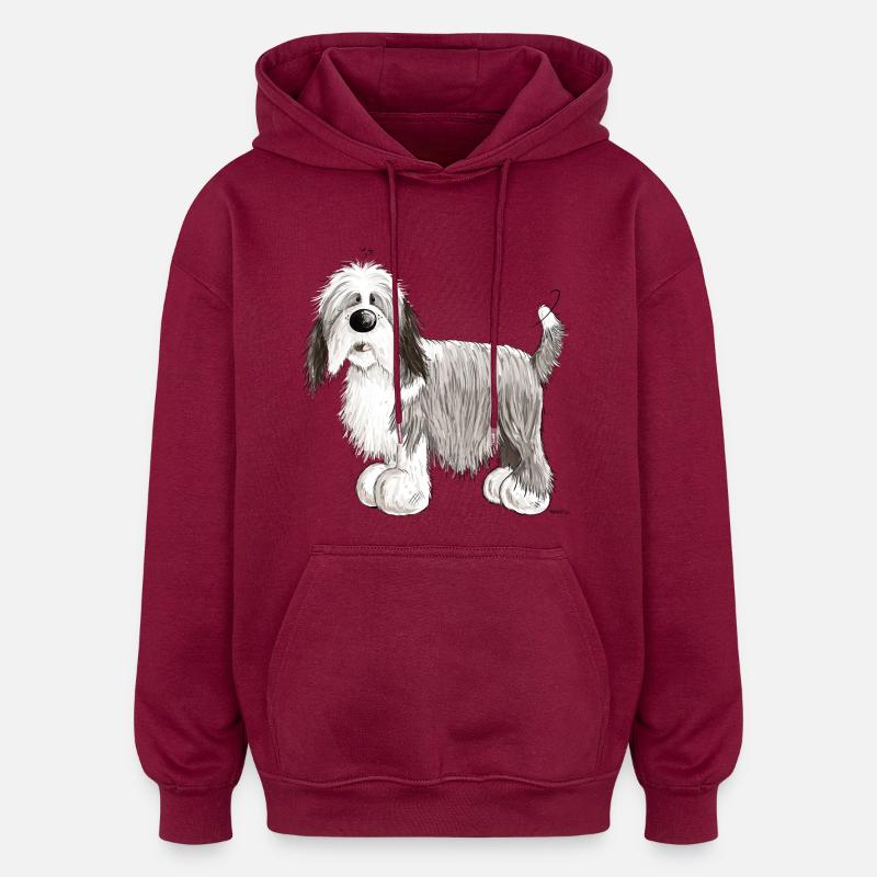 Bearded Collie - Sweat à capuche oversize unisexe - bordeaux