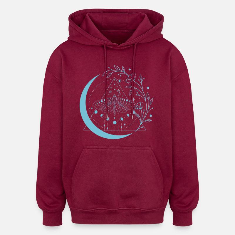 Fleurs de lune de mite - Sweat à capuche oversize unisexe - bordeaux