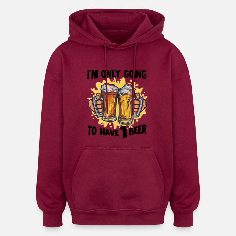 Drinking Biertrinker Bierliebhaber Biershirt - Oversized Unisex Hoodie - Burgunderrot