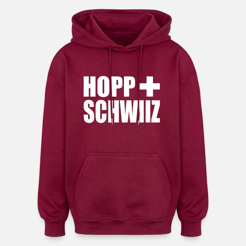 Hopp schwiiz - Sweat à capuche oversize unisexe - bordeaux