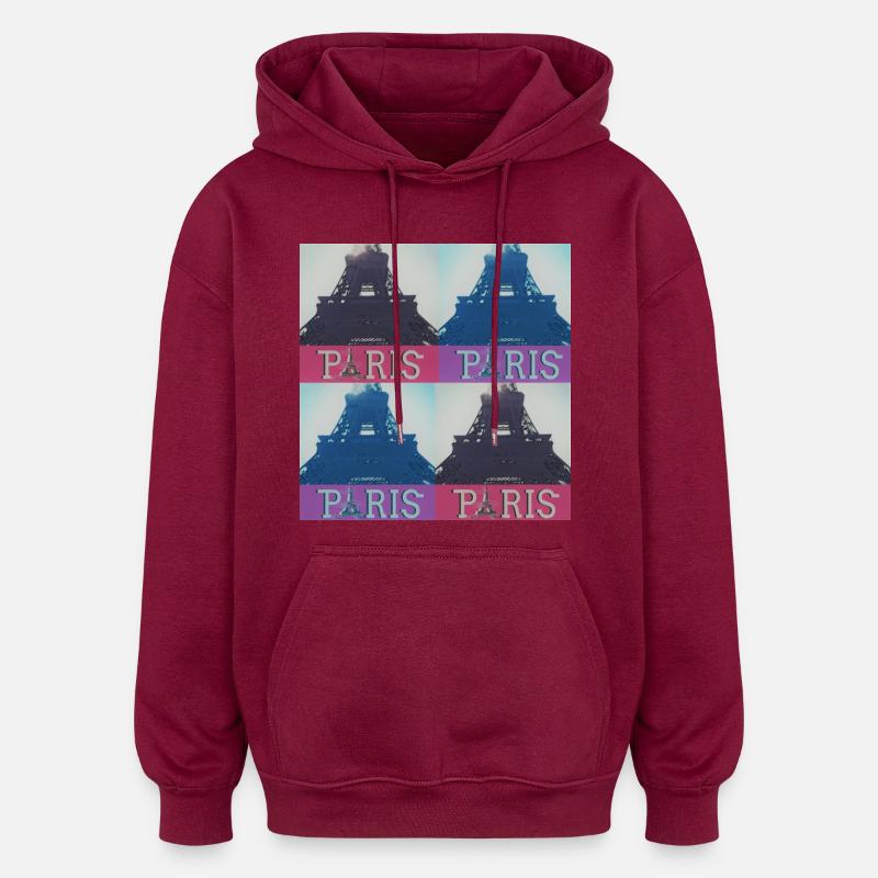 Paris Eiffel - Oversized Unisex Hoodie - burgundy