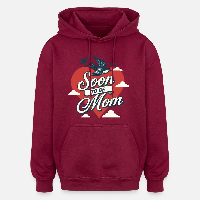 Bientôt maman - Sweat à capuche oversize unisexe - bordeaux