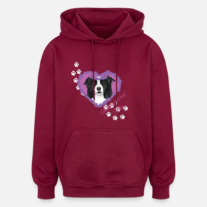 Ruhende B!tch Face Border Collie - Oversized Unisex Hoodie - Burgunderrot