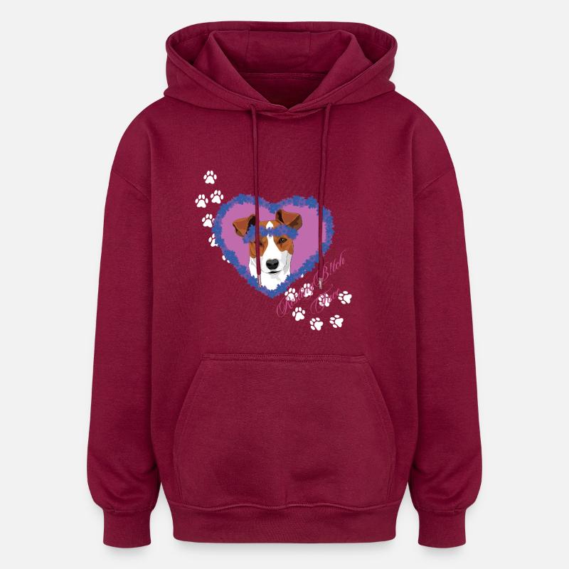Resting B!tch Face Jack Russel - Oversized Unisex Hoodie - burgundy
