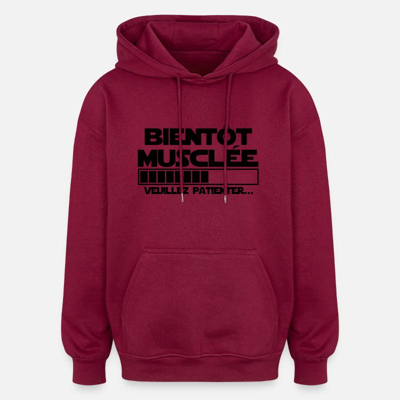bientôt musclée - Sweat à capuche oversize unisexe - bordeaux
