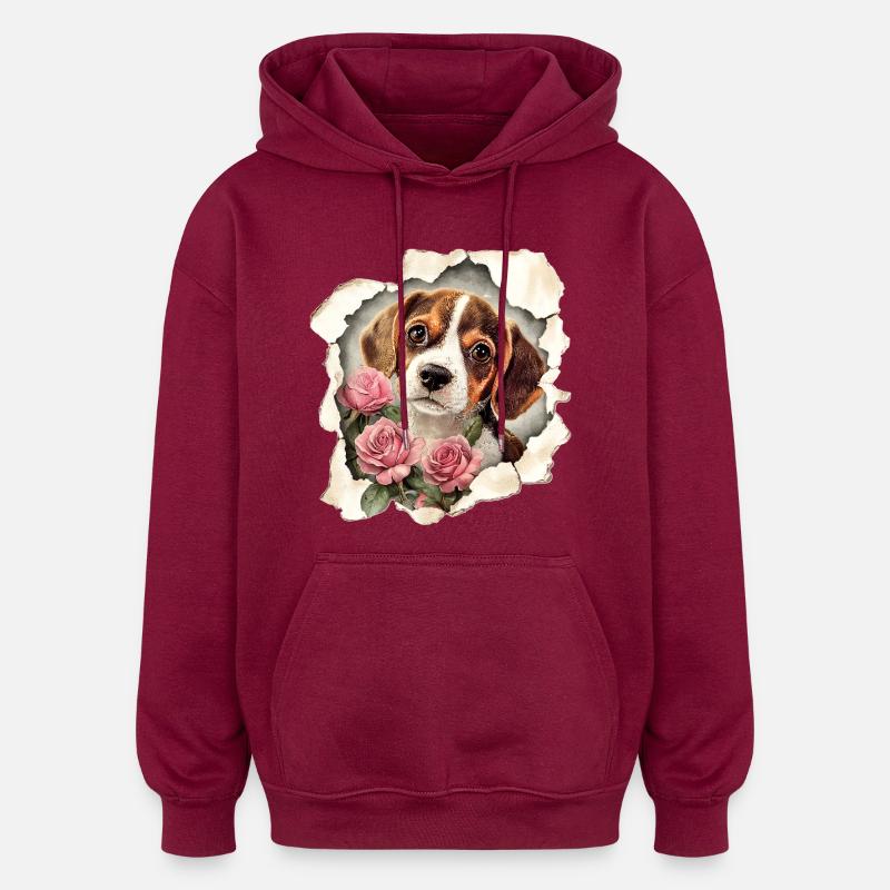 Beagle - Sweat à capuche oversize unisexe - bordeaux