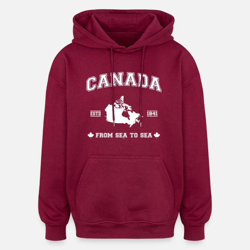 Canada map - Sweat à capuche oversize unisexe - bordeaux