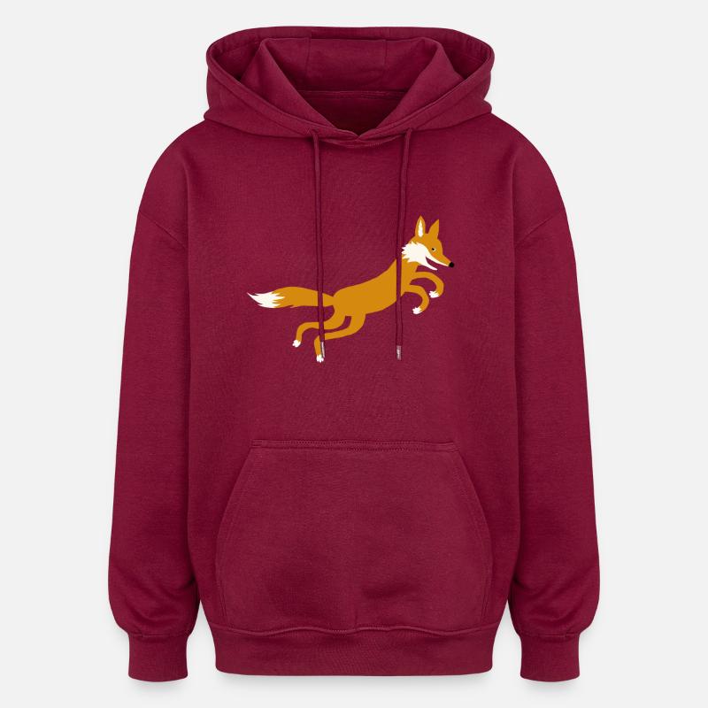 Fuchs springt - Oversized Unisex Hoodie - Burgunderrot